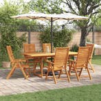 vidaXL Tuin Eettafel Set 7 pcs Bruin Massief Acacia Hout, Verzenden