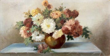 École Française (XX) - Bouquet à Chrysanthèmes