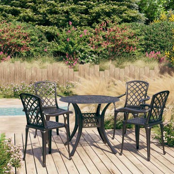 vidaXL 5-delige Bistroset gietaluminium zwart, Tuin en Terras, Verzenden, Nieuw