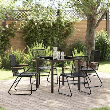 vidaXL Tuin Eettafel Set 5 pcs Zwart Gepoedercoat staal, Verzenden