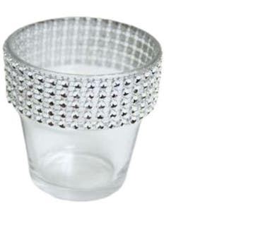 Waxinelichthouder theelichthouder met strass diamantjes 6 cm, Nieuw