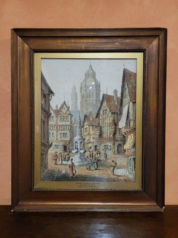 Henry Charles Heffer (1848-1931) - Street Fountain, Mayence