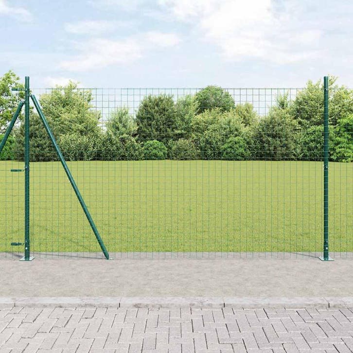 vidaXL Hekpaal met betonnen voet 13 st Groen Gepoedercoat, Tuin en Terras, Palen, Balken en Planken, Nieuw, Verzenden