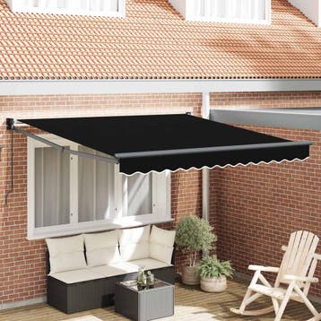 vidaXL Uitschuifbare luifel Zwart 350 x 250 cm, Verzenden, Nieuw