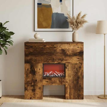 vidaXL Elektrische haard Gerookt eiken 75 x 24,5 x 75 cm, Verzenden, Nieuw