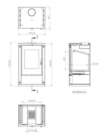 MaxxHome Moderne houtkachel - 9 kW - 57x47x93cm - Geschik..., Ophalen of Verzenden, Nieuw