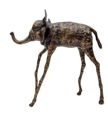 sculptuur, Surrealatische olifant - 28 cm - Brons