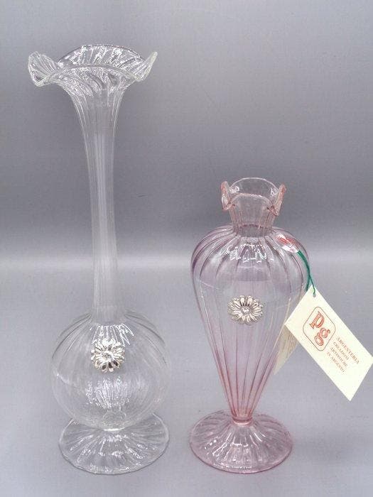 PG-MIANI Argenteria - Pot (2) - .925 zilver, en mondgeblazen, Antiquités & Art, Antiquités | Argent & Or