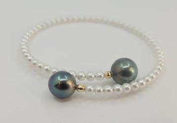 Armband - 18 karaat Geel goud, 10 mm Peacock Tahiti Parels -