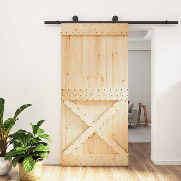 vidaXL Schuifdeur 100 x 210 cm Massief Pine Hout, Bricolage & Construction, Fenêtres & Moustiquaires, Verzenden