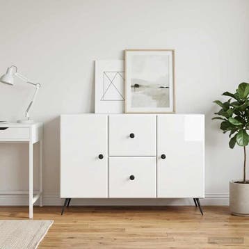 vidaXL Dressoir met lade Hoogglans Wit 89 x 34,5 x 60 cm, Huis en Inrichting, Verzenden, Nieuw