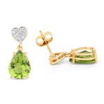 Oorbellen - 14 karaat Geel goud - 4.16ct. tw. Olivijn -