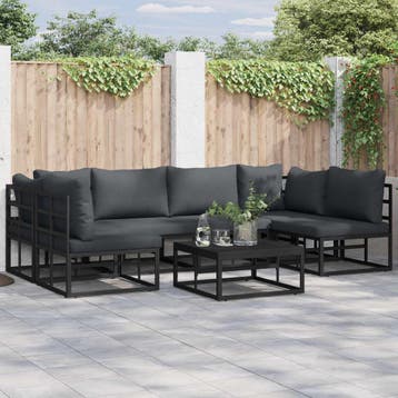 vidaXL Tuinbank Set 6 st Zwart Aluminium, Tuin en Terras, Verzenden, Nieuw