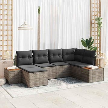 vidaXL Tuinbank Set 7 st 6-Aantal zitplaatsen Grijs, Verzenden, Nieuw