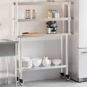 vidaXL Keukenwerktafel met bovenschap 110x30x150 cm, Verzenden