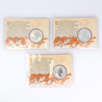 Australië. 1 Dollar 1994 - Silver Kangaroo 1 Oz (3 stuks)