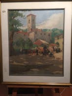 Gino Albieri (1881-1949) - Il mercato sotto la torre