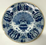 Delfts blauw bord – Pauwenstaart decor – ca. 1740–1770 - De, Antiek en Kunst