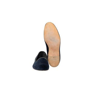 RUBINACCI - 7.5 UK - 41.5 IT - Blue Navy Velvet Slippers, Nieuw