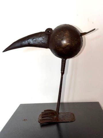Sculpture, Oiseau en métal vernis - 29 cm - Fer Vernis