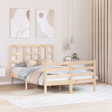 vidaXL Bedframe met hoofdbord massief hout, Verzenden, Nieuw