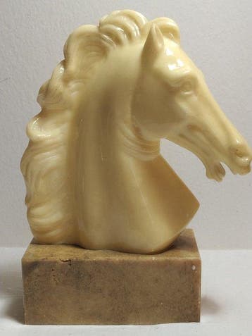 sculptuur, Testa di cavallo - 25 cm - Albast, Antiek en Kunst