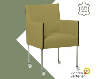 Leren eetkamerstoel More - Toledo Mustard (mosterd) - Poten, Huis en Inrichting, Overige kleuren, Bohemian, Industrieel, Modern, Scandinavisch