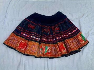 Hmong/Miao Pleated Skirt - Broderie - 55 cm - 85 cm - Coton