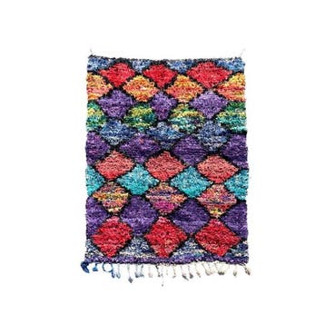 Tapis berbère marocain Boucherouire vintage et coloré -