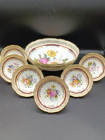 Limoges - Hors doeuvre set (7) - Porselein - Schaal en