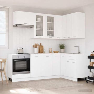 vidaXL Keuken Eenheid LYON 8 st Wit Bewerkt hout, Verzenden, Nieuw