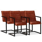 vidaXL Eetkamerstoelen 4 st echt leer bruin, Huis en Inrichting, Stoelen, Verzenden, Nieuw