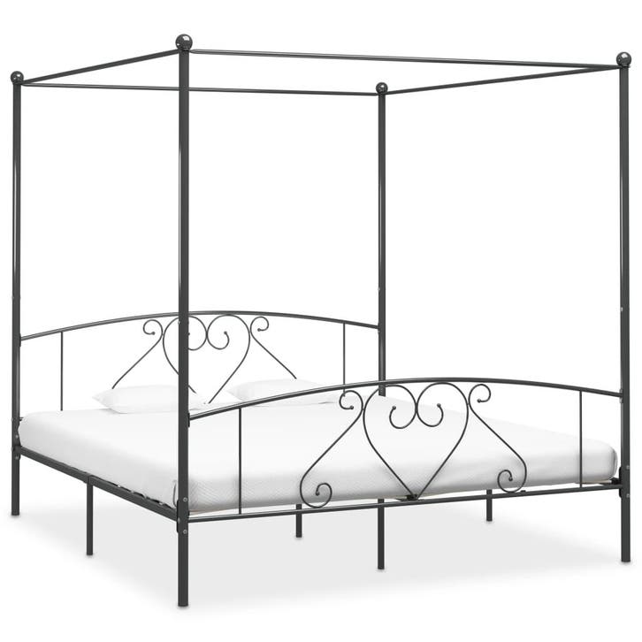 vidaXL Hemelbedframe metaal grijs 180x200 cm, Huis en Inrichting, Slaapkamer | Bedden, Nieuw, Verzenden