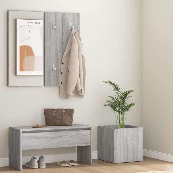 vidaXL Garderobe set bewerkt hout grijs sonoma eikenkleurig, Maison & Meubles, Maison & Meubles | Autre, Envoi