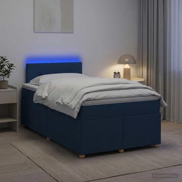 vidaXL Boxspringbed met matras met hoofdeinde Blauw 120 x, Verzenden
