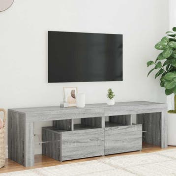 vidaXL Tv-meubel met LED-verlichting 140x36,5x40 cm grijs, Verzenden
