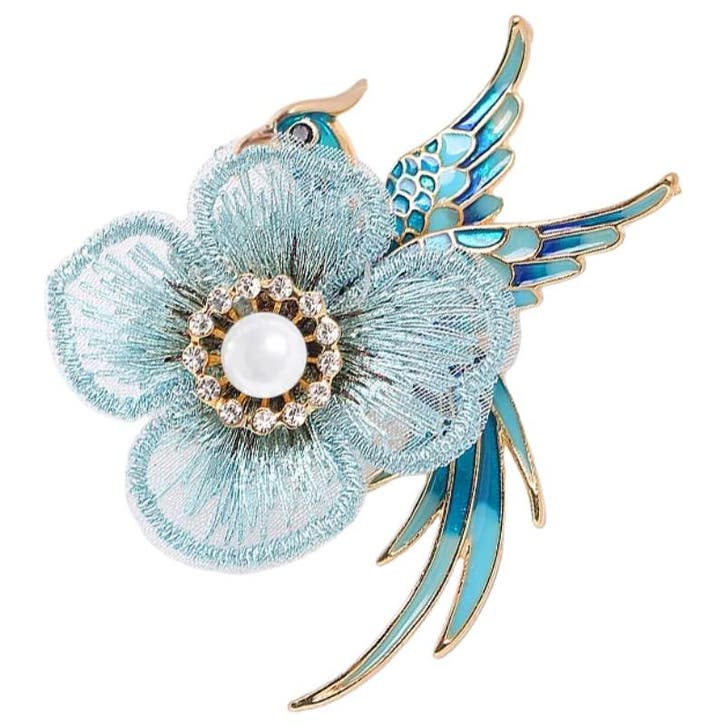 Fako Bijoux - Broche - Vogel - Phoenix Met Bloem - 60x65mm -, Handtassen en Accessoires, Broches, Verzenden