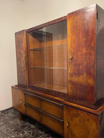Vitrinekast - Knoesthout - Etalage in Art-Decostijl