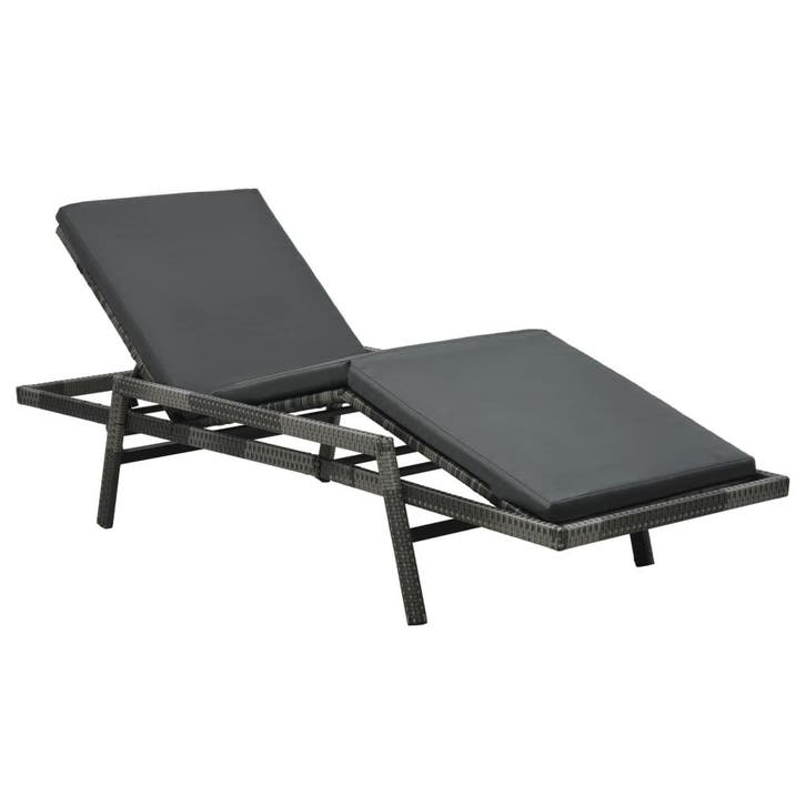 vidaXL Ligbed met kussen poly rattan grijs, Jardin & Terrasse, Chaises longues, Envoi