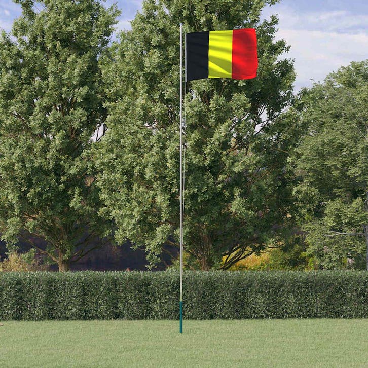 vidaXL Vlag met vlaggenmast België 6,08 m aluminium, Diversen, Vlaggen en Wimpels, Nieuw, Verzenden