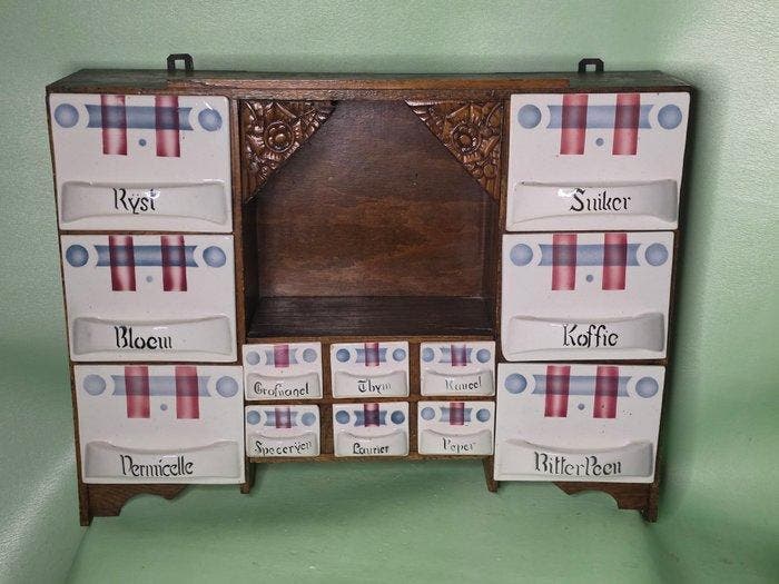 Kruidenrek - Eik - Vintage Hollandse Kruidenrek, Antiek en Kunst, Kunst | Designobjecten