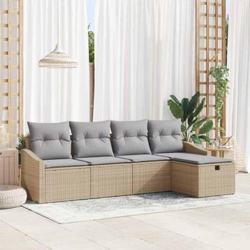 vidaXL Bankstel 6 st poly rattan, Verzenden