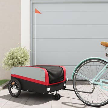 vidaXL Fietstrailer 45 kg ijzer zwart en rood, Verzenden, Nieuw