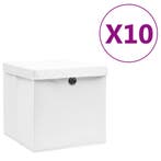 vidaXL Opbergboxen met deksel 10 st 28x28x28 cm wit, Verzenden