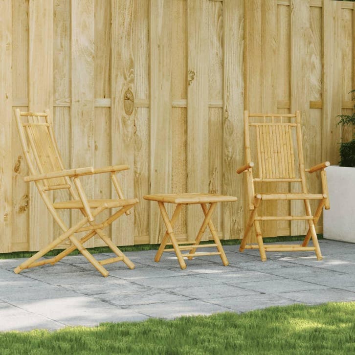 vidaXL 3-delige Bistroset bamboe, Tuin en Terras, Tuinsets en Loungesets, Nieuw, Verzenden