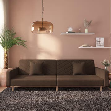 vidaXL Slaapbank / zetel 2-zits met 2 kussens stof bruin, Huis en Inrichting, Verzenden, Nieuw