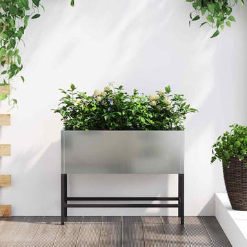 vidaXL Verhoogde Tuin Plantenbak Zilver 60 x 26 x 45 cm, Verzenden