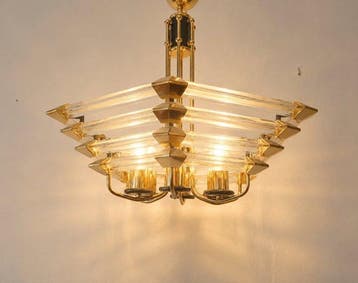 Plafondlamp - Gouden plafondlamp in Bakalowits &Söhne-stijl