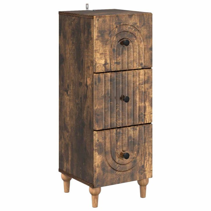 vidaXL Ladekast Gerookt eiken 33 x 34,5 x 90 cm Bewerkt hout, Maison & Meubles, Armoires | Autre, Envoi