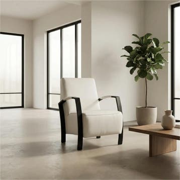Leren fauteuil Glory - Hermes Djerba (crème), Ophalen of Verzenden